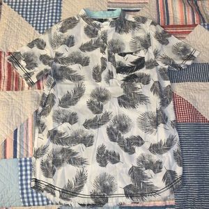 Boys popover shirt - leaf print size 12/14